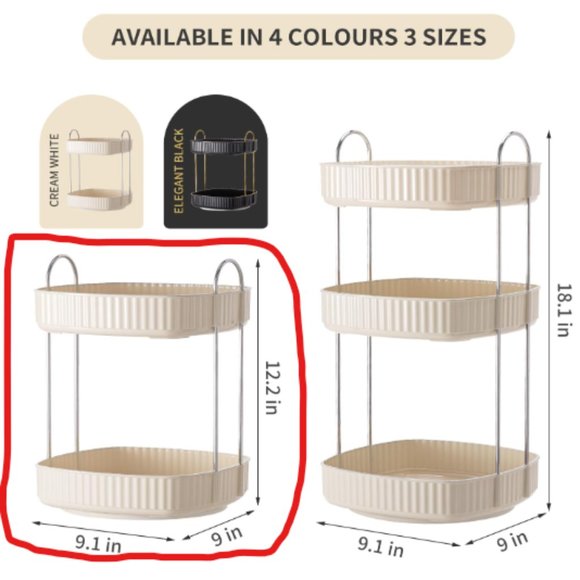 2 Tiers - 360° Turntable Makeup Organizer - Lazy Susan Cosmetics Storage - Picture 2 of 7